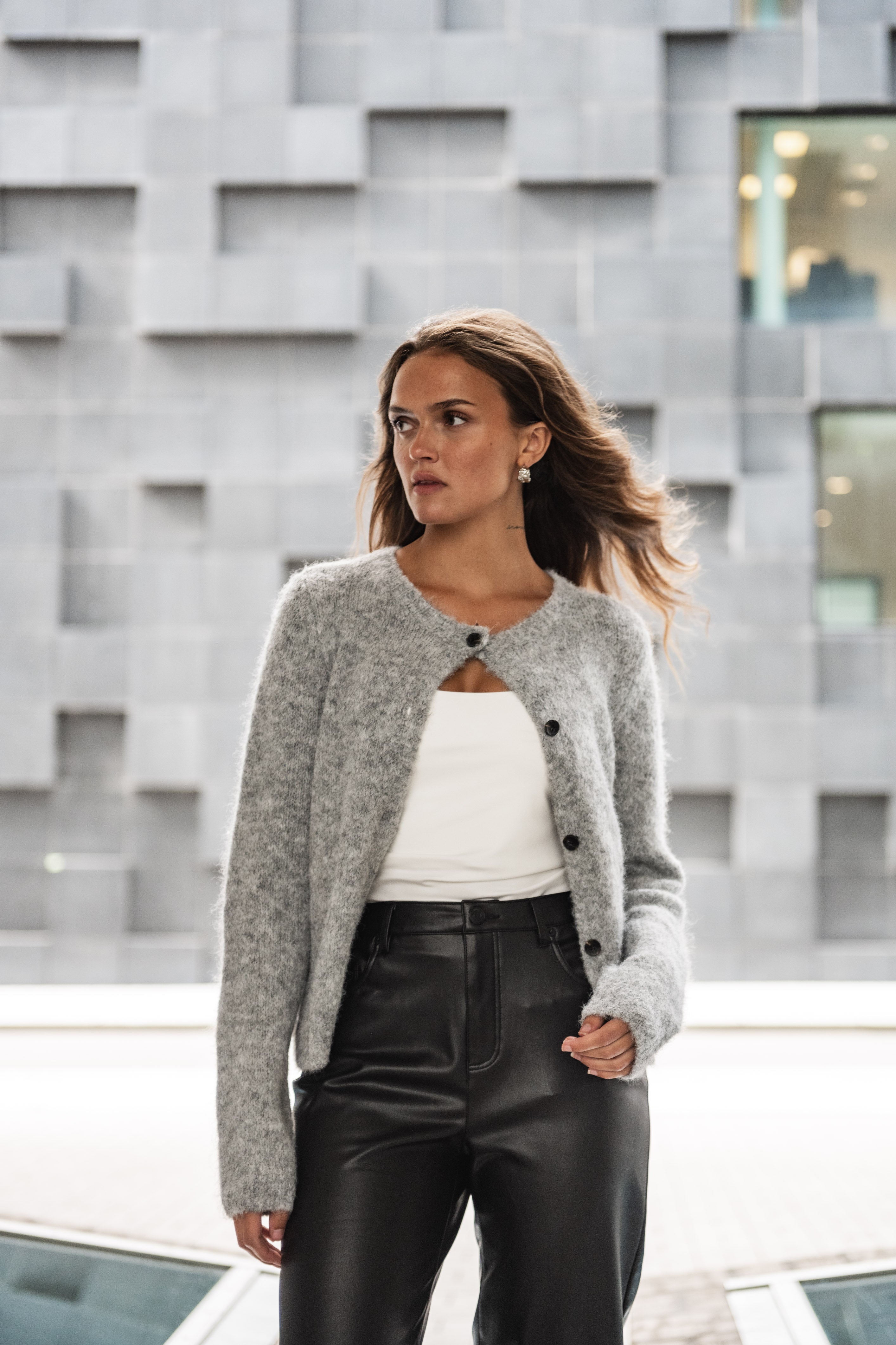 VMNOVAH Knit Cardigan - Medium Grey Melange